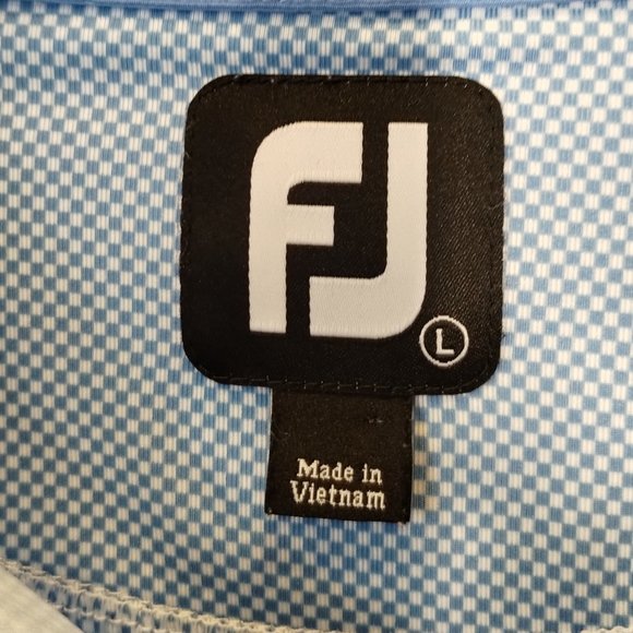 FootJoy Blue /White Checkerboard pattern Golf Shirt  Size L - Picture 6 of 10